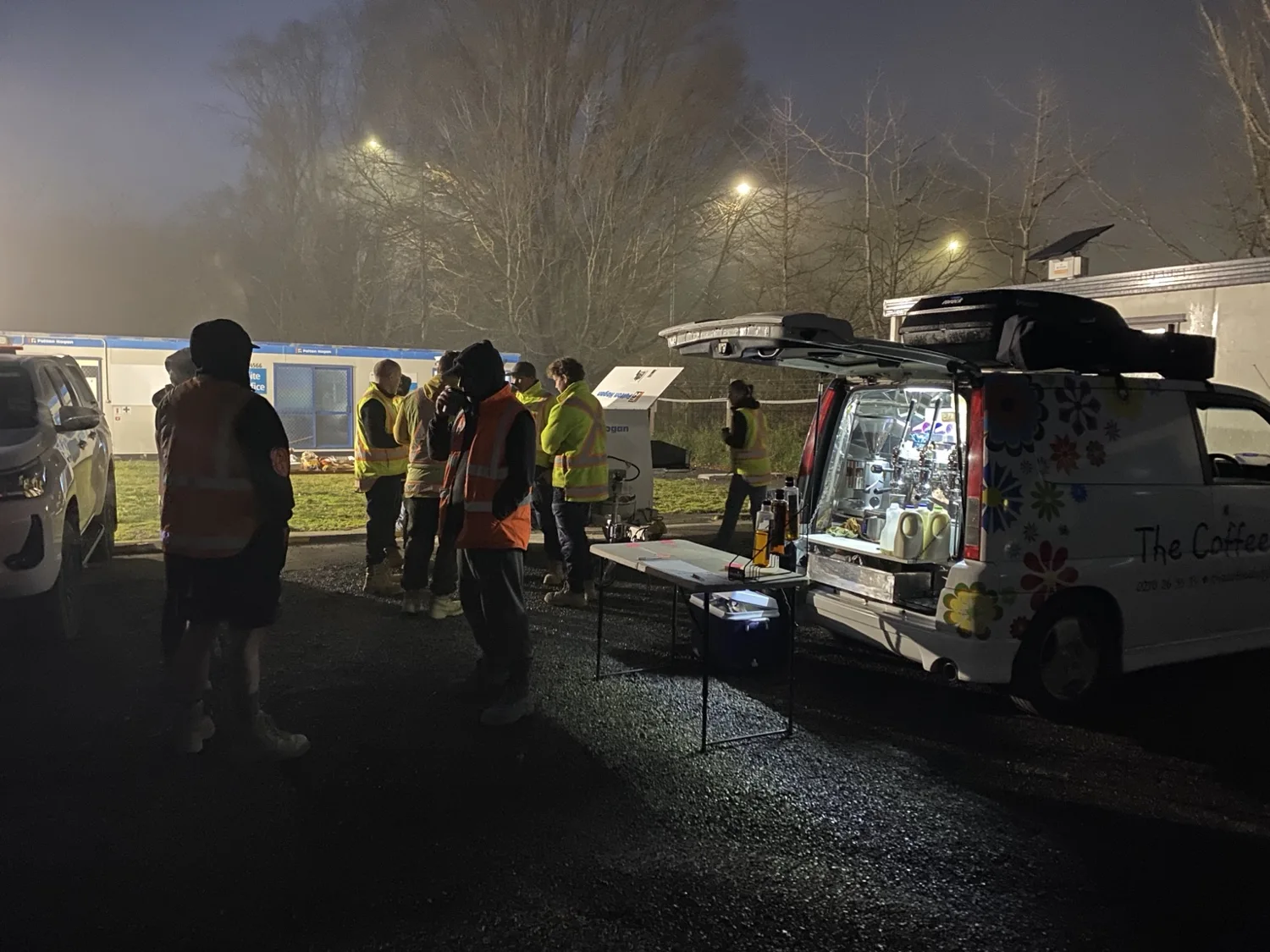 Coffee van serving workers in the early morning