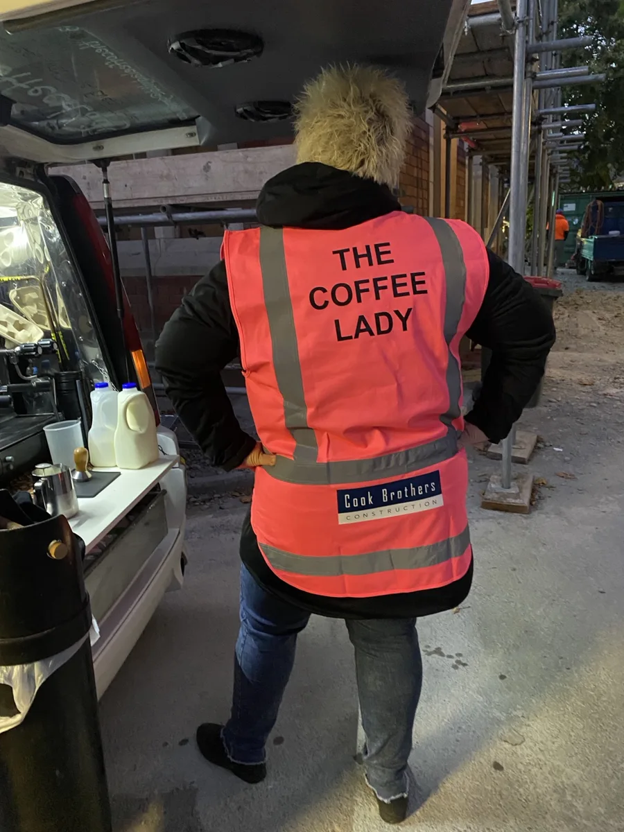 The Coffee Lady on a construction site